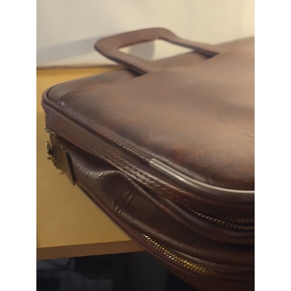 Authentic Vintage Brown Portfolio Attache Case with Handles Vintage Soft... - Picture 4 of 7